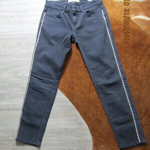 VELVET By Graham & Spencer Mid Rise Straight Denim Jeans Gray with Silver Studs